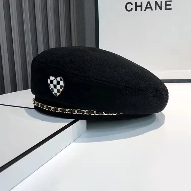 Love Beret Love 2025 Women Autumn And Winter New Woolen Hat Big Head Circumference Face Small