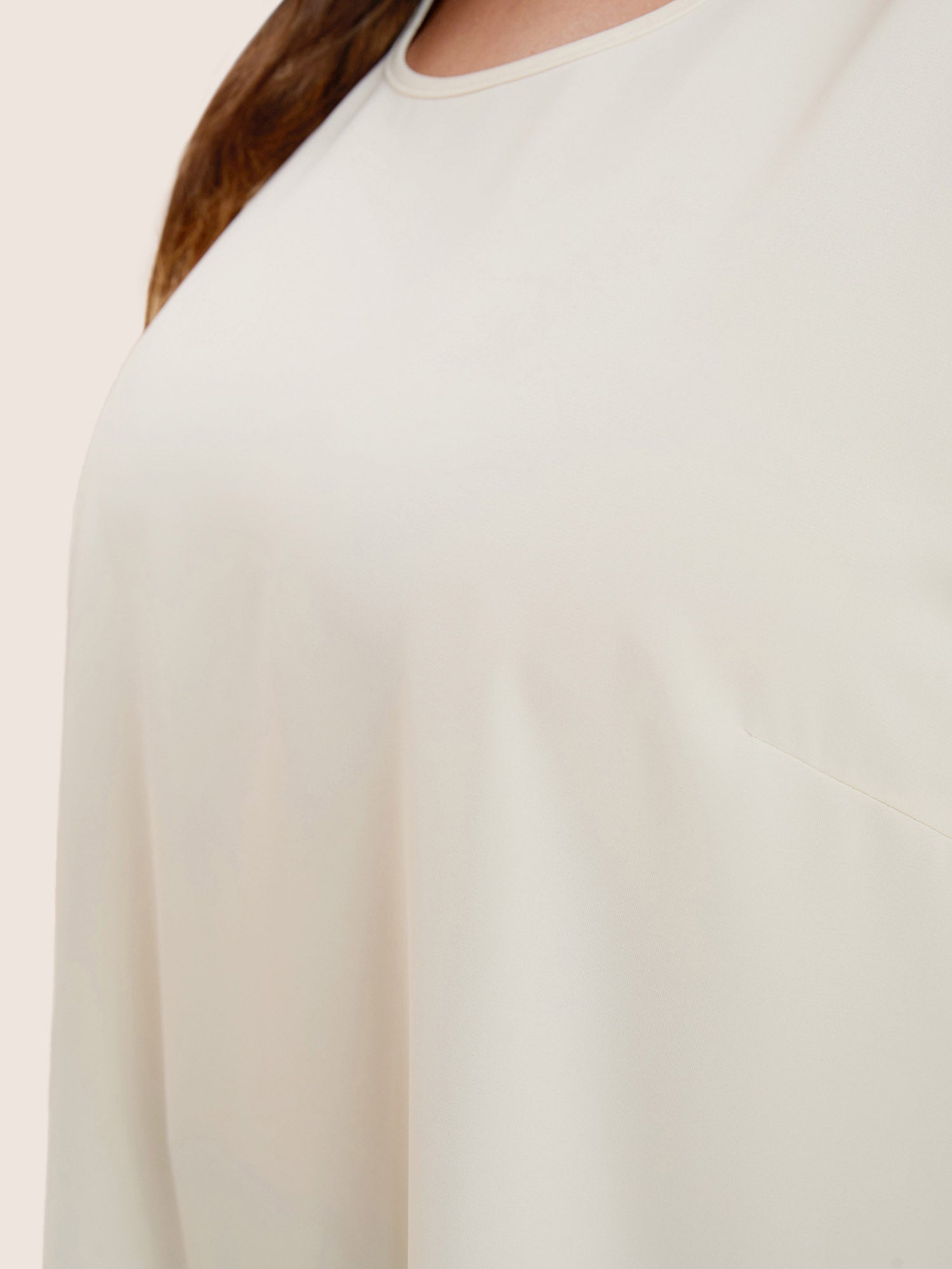 Plain Round Neck Button Detail Blouse