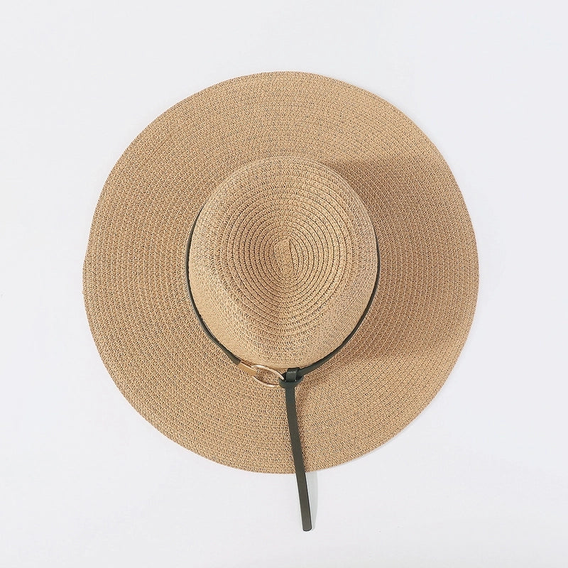Unisex Lady Geometric Braid Big Eaves Straw Hat