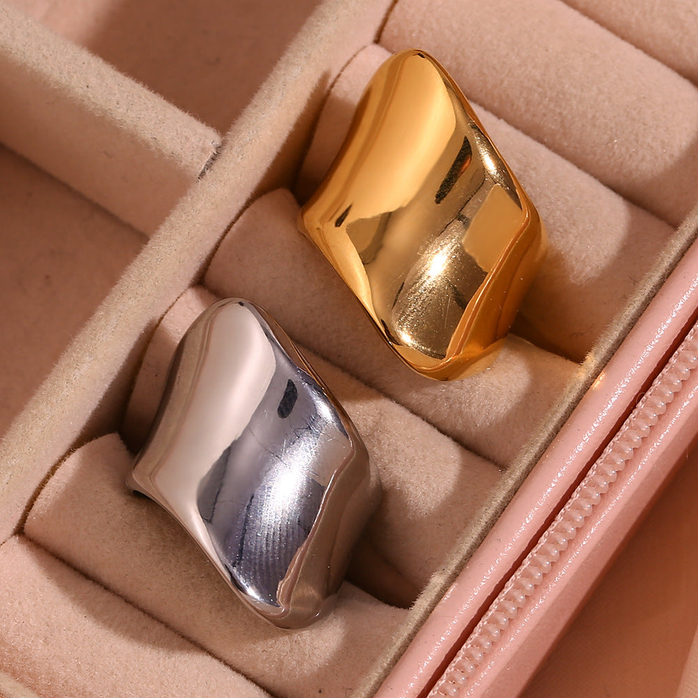 Fashion Creative Circle Geometric Stainless Steel 18K Gold Plated Rings