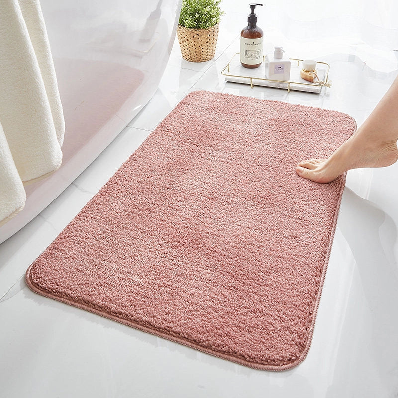 Household Bathroom Door Mat Solid Color Simple Bathroom Absorbent Non-Slip Mat Spot Thickened Fiber Floor Mat