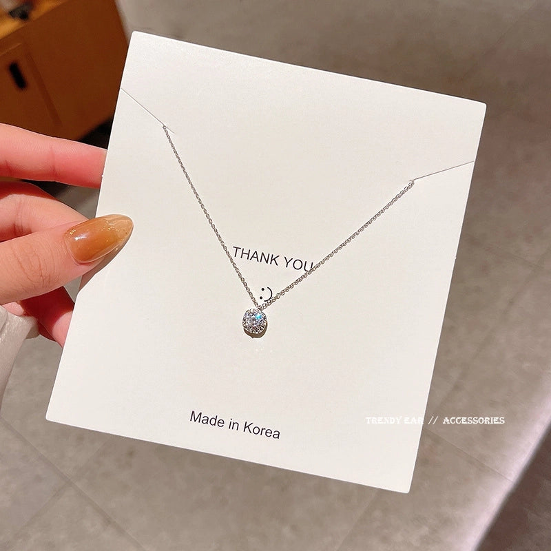 Modern Style Geometric Heart Shape Bow Knot Titanium Steel Copper Plating Inlay Zircon Pendant Necklace