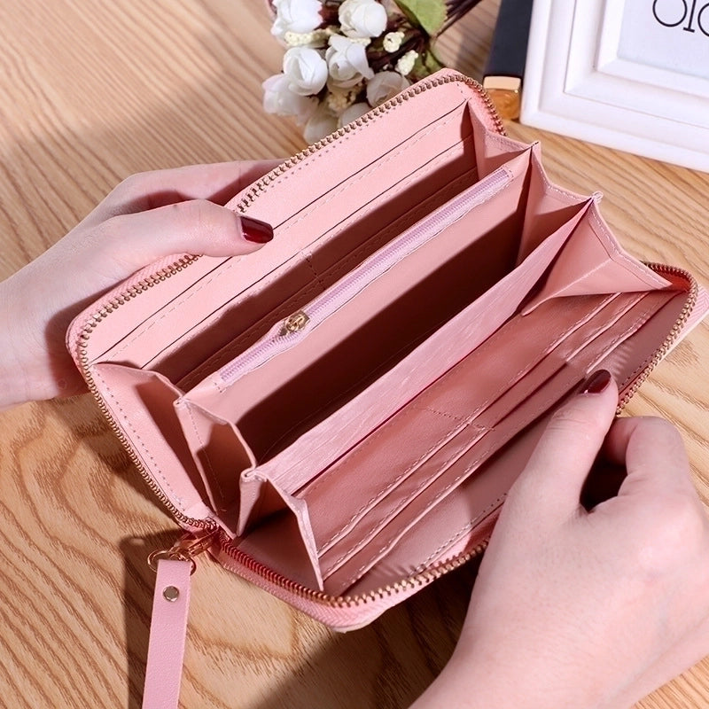 Women's Solid Color Pu Leather Zipper Wallets
