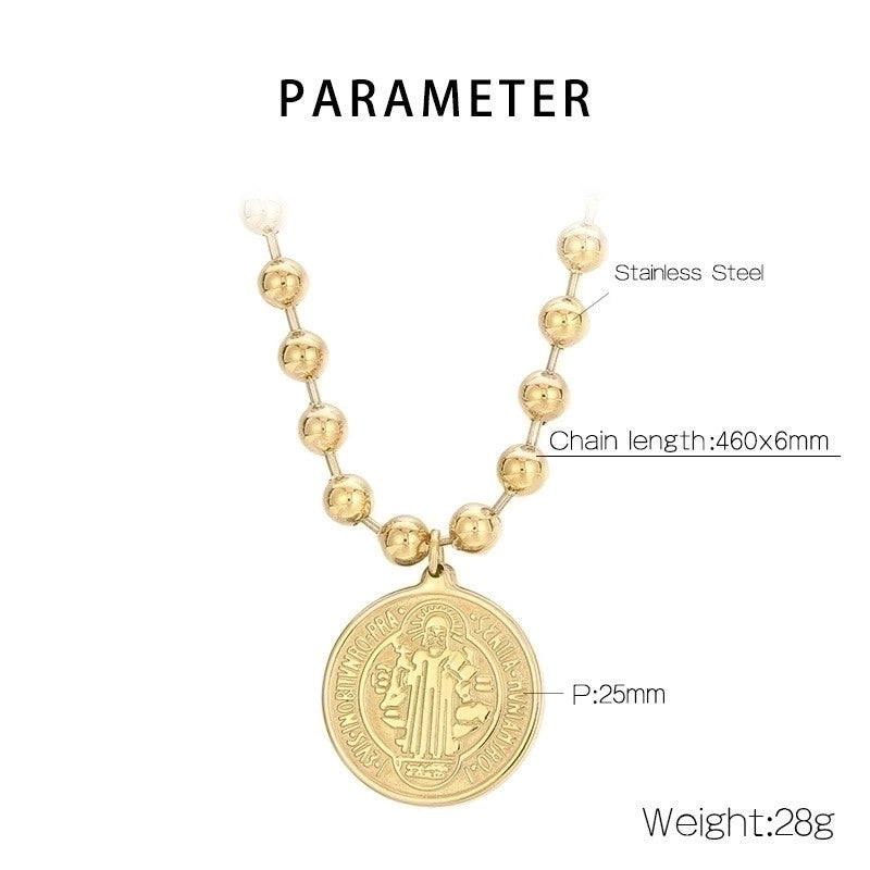 Stainless Steel Titanium Steel 18K Gold Plated Minimalist Plating Human Round Bracelets Necklace
