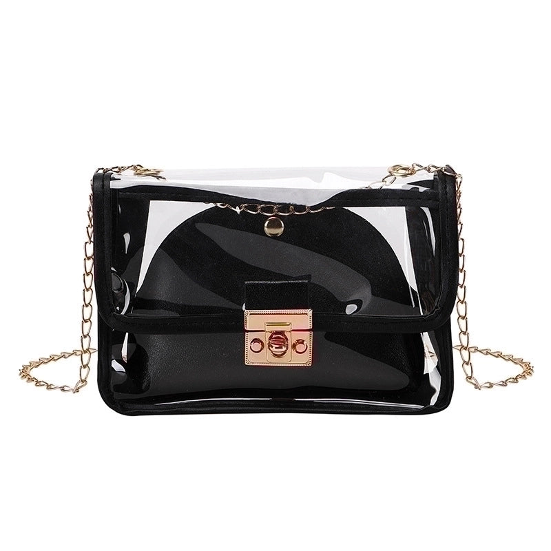 Women's Small PVC Solid Color Classic Style Lock Clasp Crossbody Bag