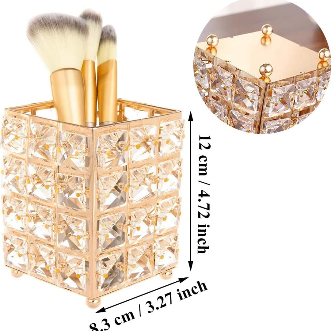 Rose Gold Crystal Makeup Brush Holder