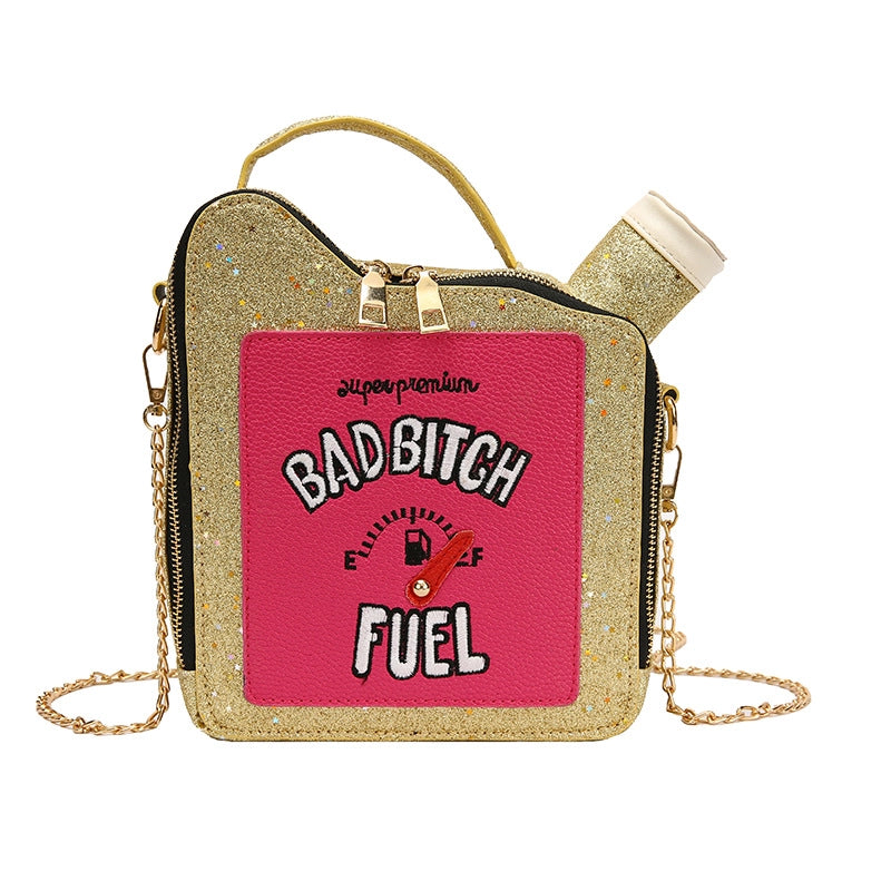 Women's Medium Pu Leather Letter Color Block Streetwear Sequins Square Zipper Crossbody Bag