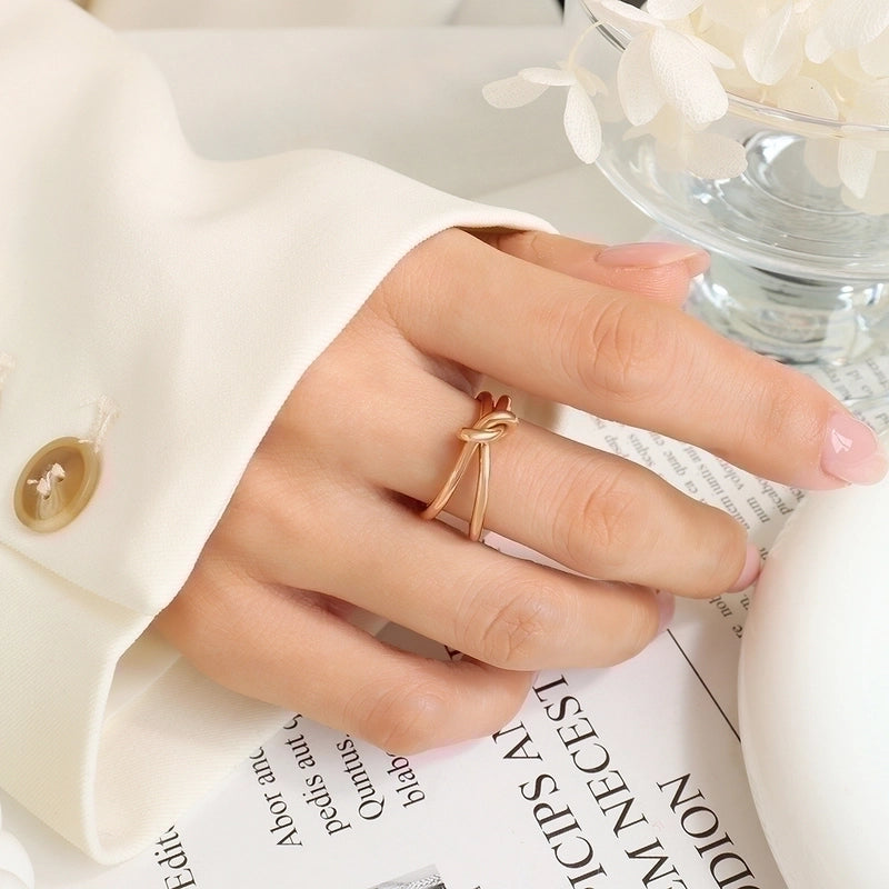 Elegant Geometric Titanium Steel 18K Gold Plated Plating Rings Bracelets