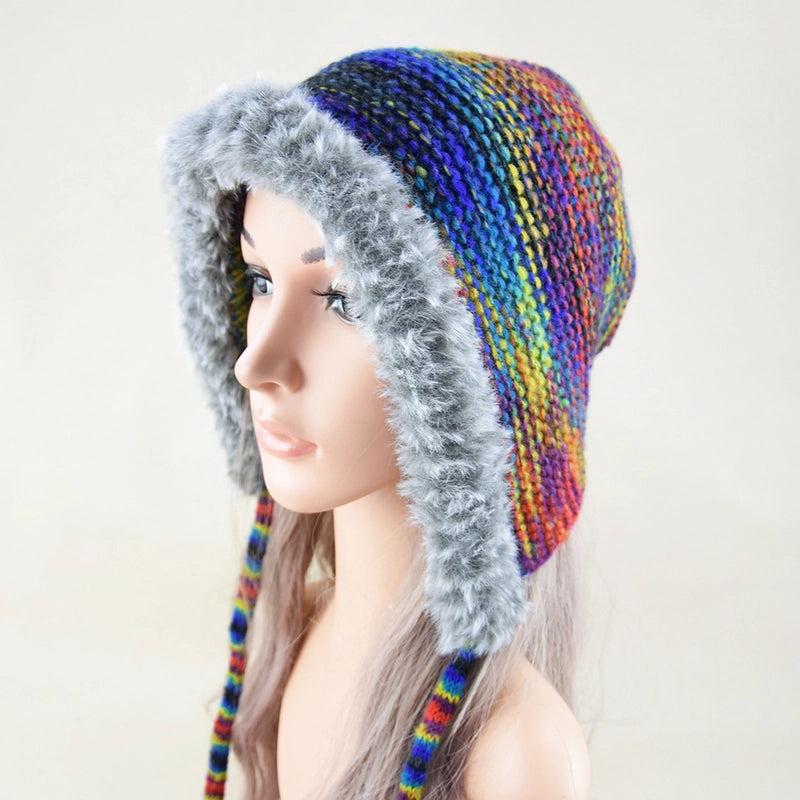 Women's Retro Sweet Color Block Eaveless Wool Cap