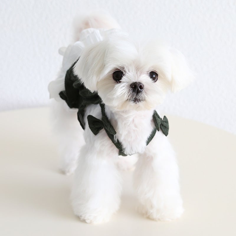 Sweet Big Bow Dog Cat Chiffon Dress