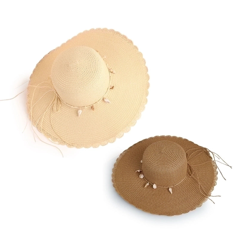 Wide-brimmed Sunshade Shell Lace Straw Hat