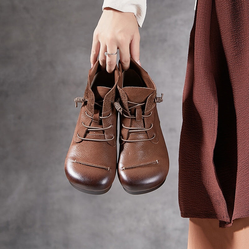 Handmade Barefoot Ankle Booties Mori Girl Shoes Soft Leather in Grey/Coffee