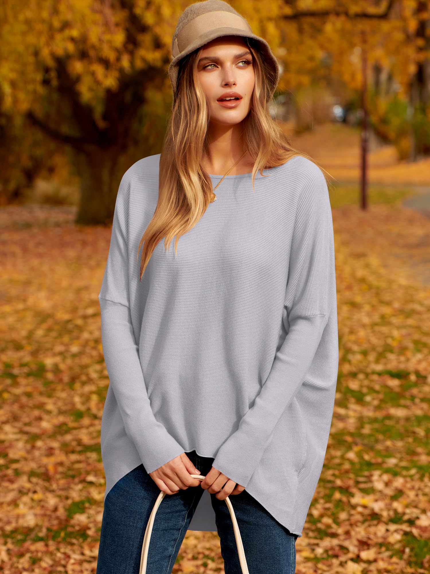 ✨Hot Sale 49% OFF⭐women's Irregular Oversized Dolman Sleeve Knitted Pullover (Free Shipping)