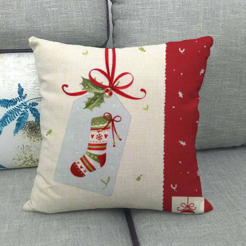 Christmas Casual Cartoon Linen Pillow Cases Couch & Sofa Decor