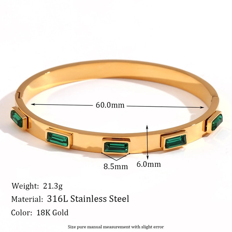 Classic Style Devil's Eye Stainless Steel Plating Inlay Rhinestones 18k Gold Plated Bangle