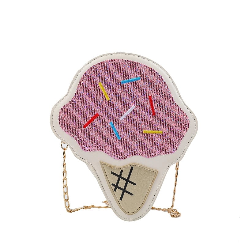 Women's Small Pu Leather Ice Cream Streetwear Zipper Crossbody Bag