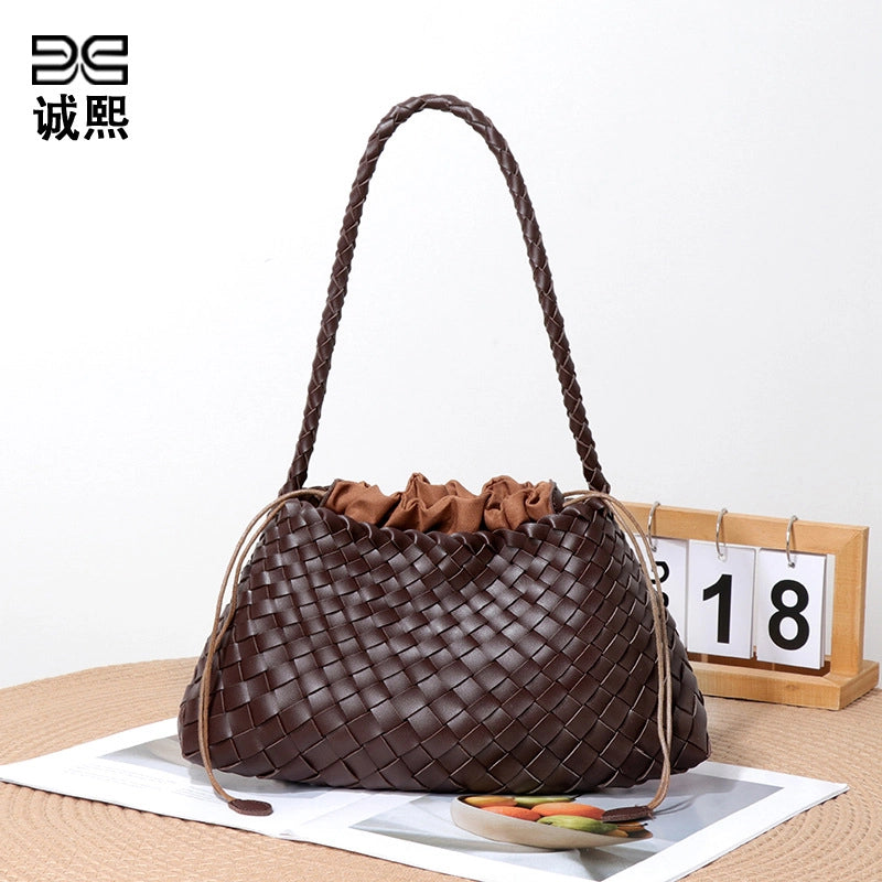 Women's Small Pu Leather Solid Color Streetwear Square String Shoulder Bag