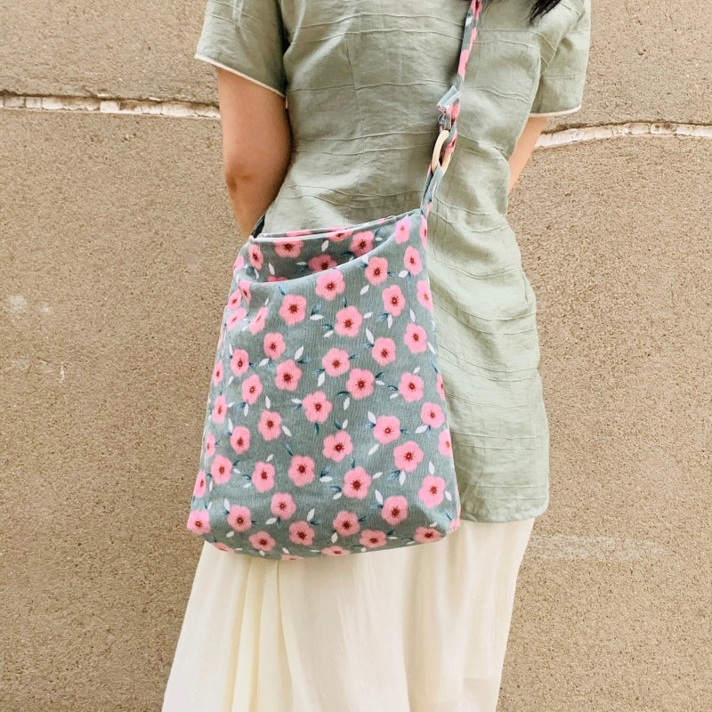 Women's Corduroy Printing Elegant Square Zipper Square Bag