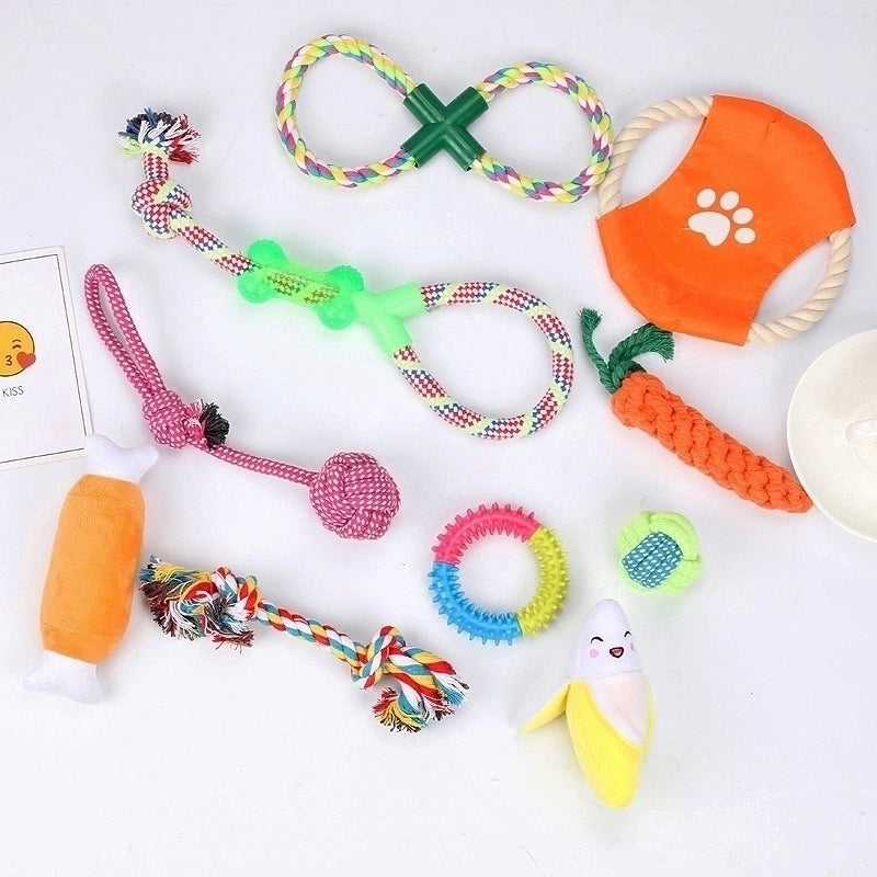 Simple Cotton Rope Knot Molar Pet Toy 10 Piece Set