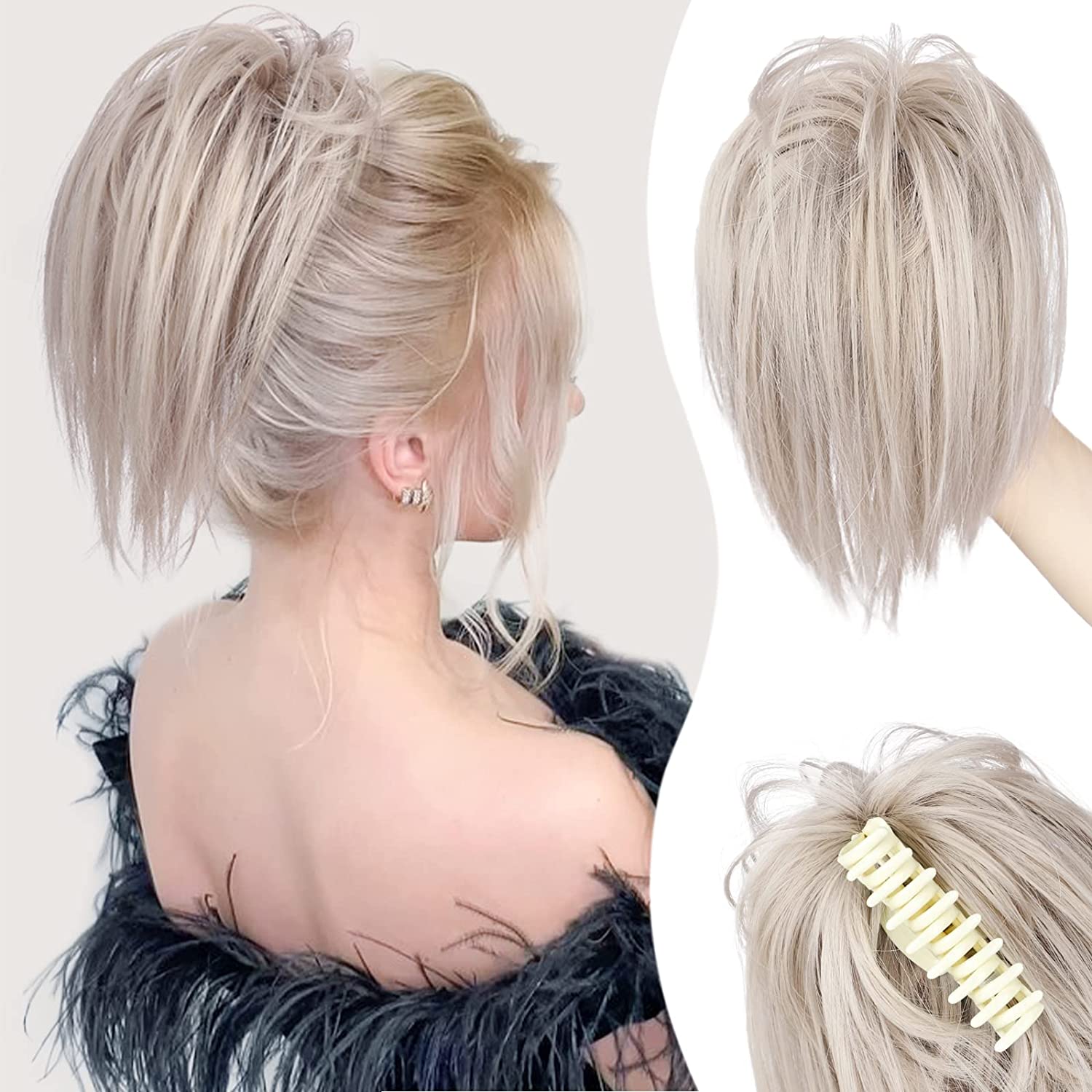 Messy ponytail clip extends hair--High temperature wire