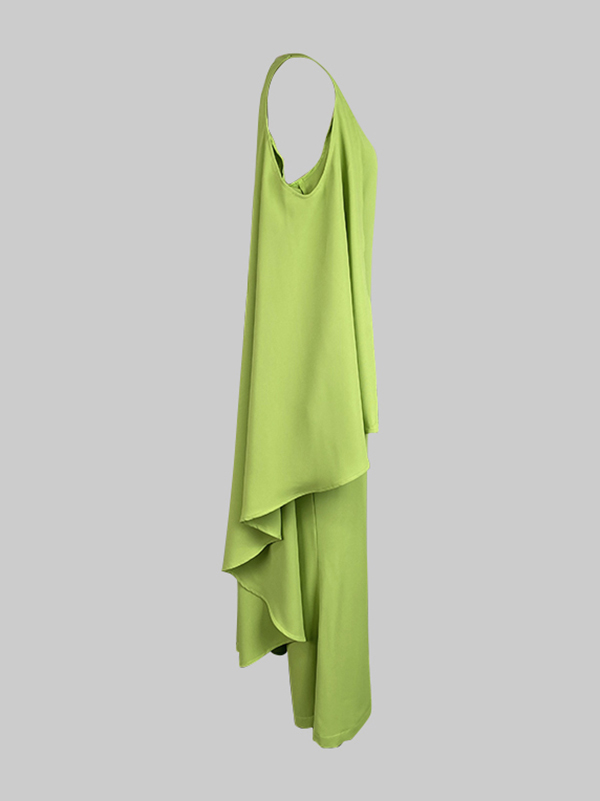 Batwing Sleeves Loose Hollow Solid Color Split-Joint Cold Shoulder Jumpsuits
