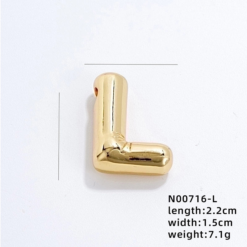 304 Stainless Steel Copper Gold Plated IG Style Minimalist Polishing Plating Letter Charms
