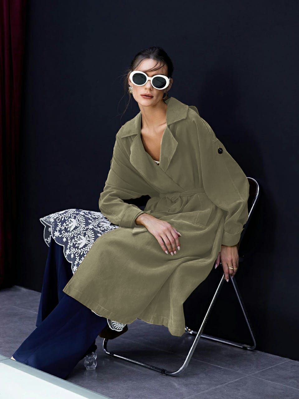 Slant Pocket Belted Trench Coat