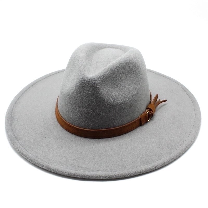 Unisex  Solid Color Flat Eaves Fedora Hat