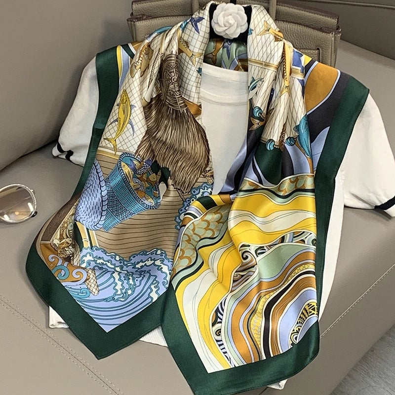 Women's Elegant Minimalist Printing Silk Printing Silk Scarf