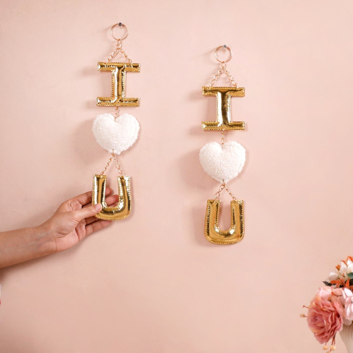 Valentine Wall Hanging I Heart You White Set Of 2 14 Inch