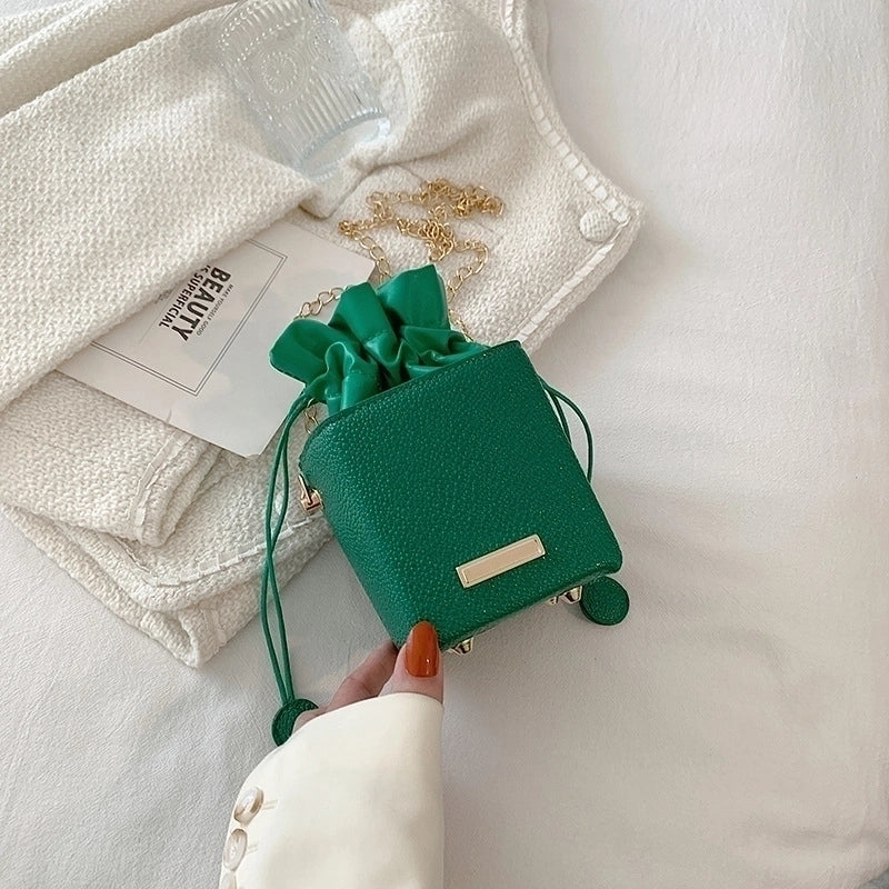 White Green Black Pu Leather Solid Color Square Evening Bags