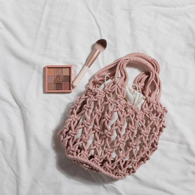 Women's Vacation Solid Color Cotton Rope Shopping Bags