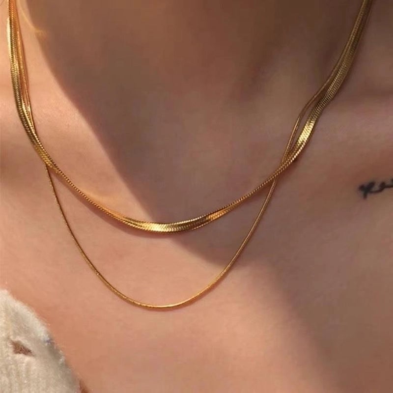 Ig Style Minimalist Solid Color Titanium Steel Plating Layered Necklaces Necklace