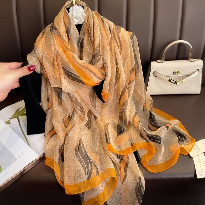Women's Elegant Color Block Yourou Yarn Silk Scarf
