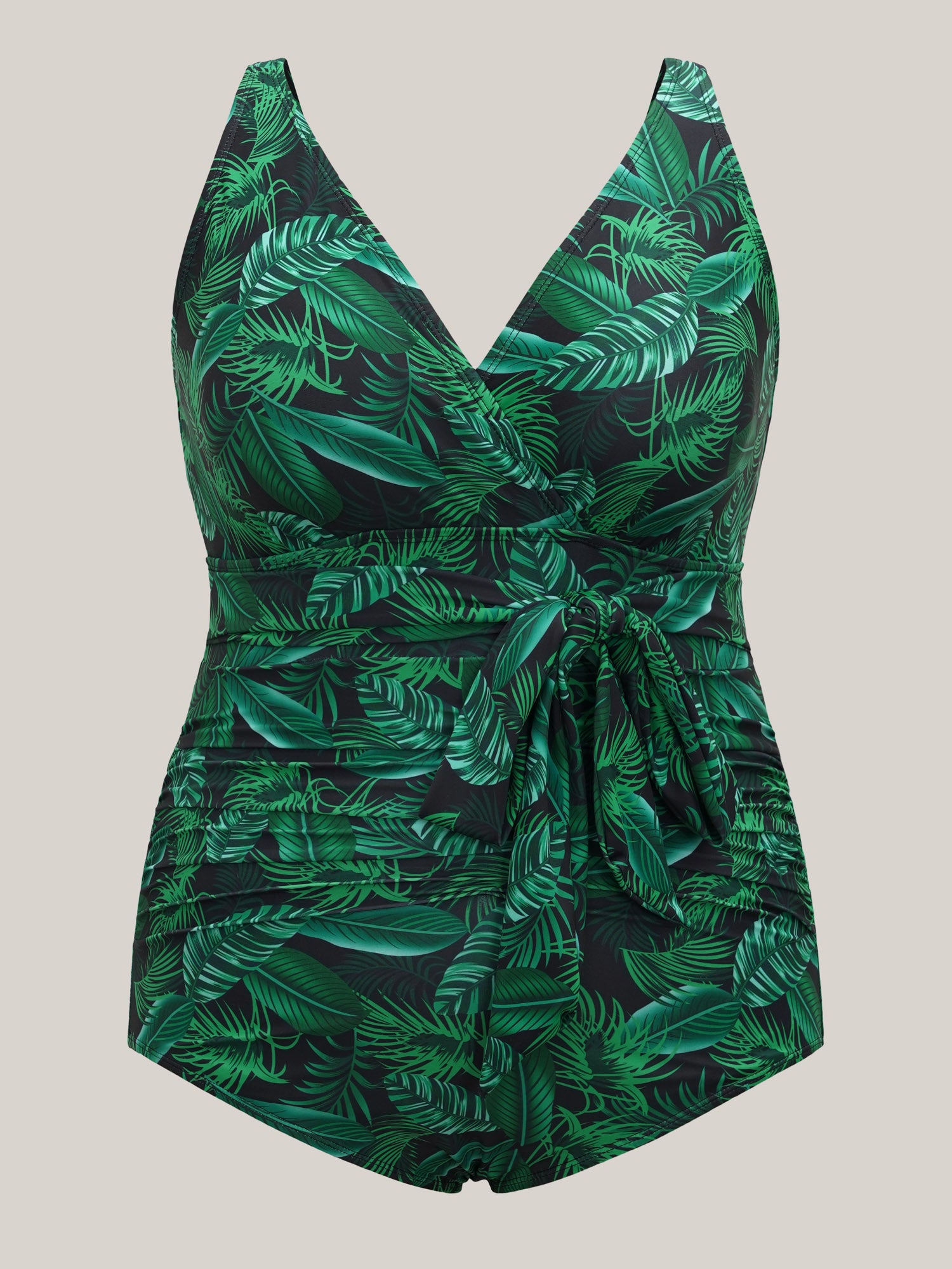 Tropical Leaf Print One-Piece Swimsuit
