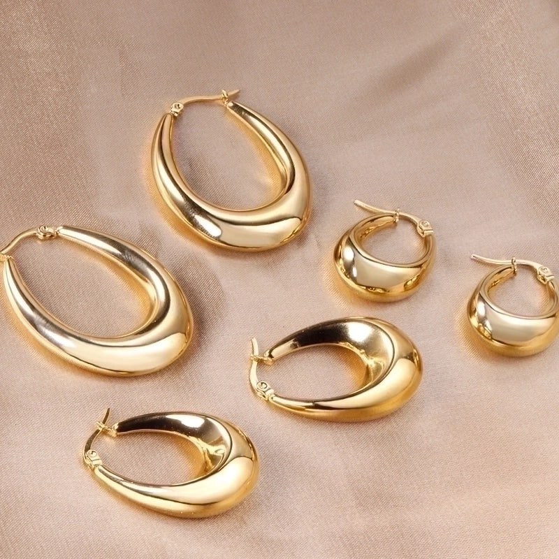 1 Pair Minimalist Classic Style Geometric Plating Stainless Steel Earrings