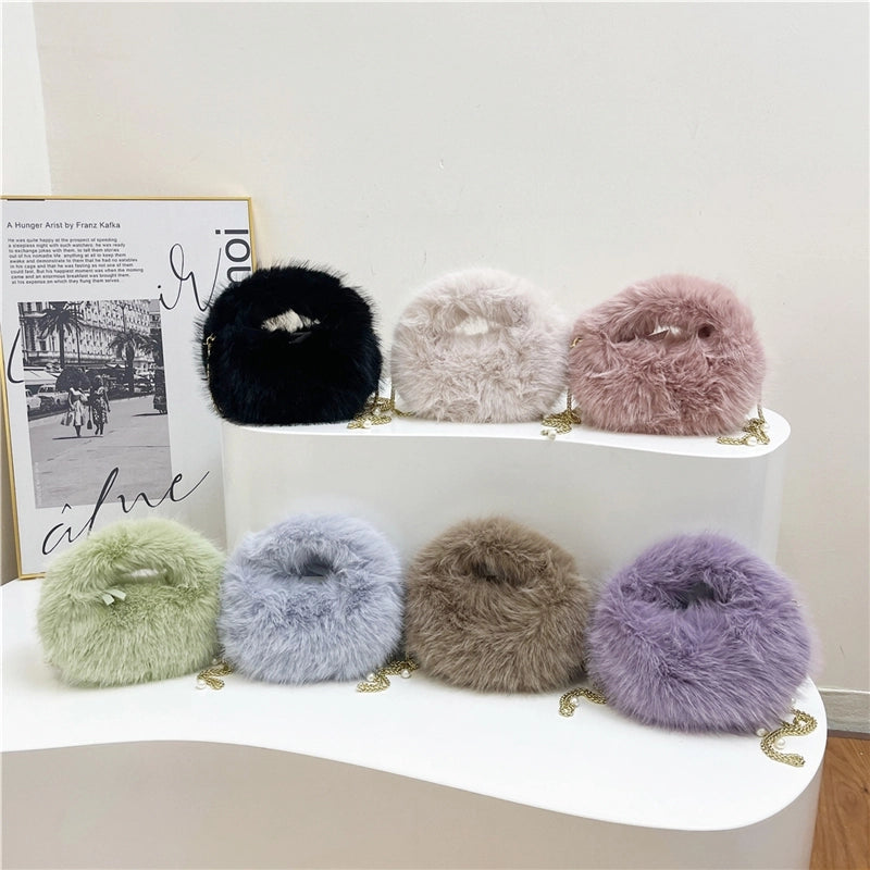 Women's Medium Plush Solid Color Classic Style Streetwear Square Zipper Crossbody Bag