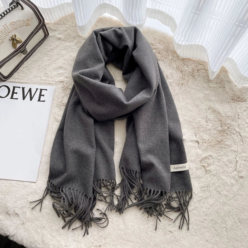 Autumn And Winter Solid Color Scarf New  Cashmere Scarf Women's Tassel Warm Large Shawl Scarf