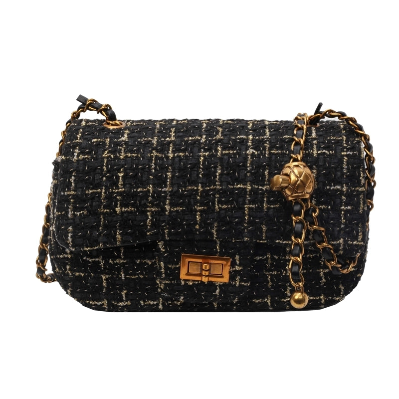 Women's Polyester Solid Color Classic Style Sewing Thread Square Lock Clasp Shoulder Bag