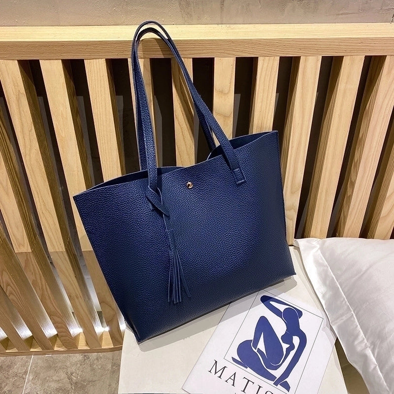 Fashion Lychee Pattern Solid Color Shopping Women's Bag