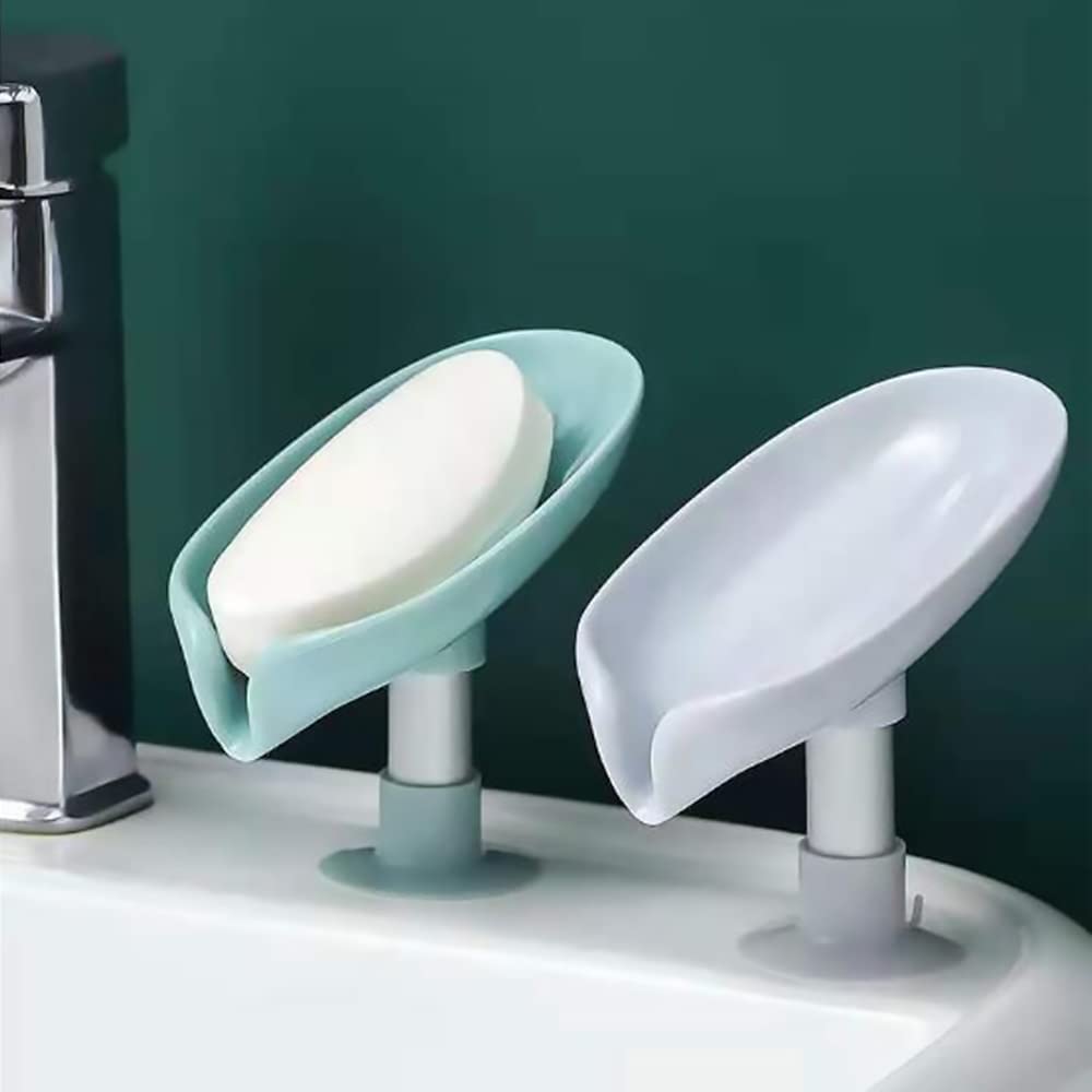 2 Pieces Self Drain Soap Holder. Leaf-Shape Self Draining Soap Dish Holder