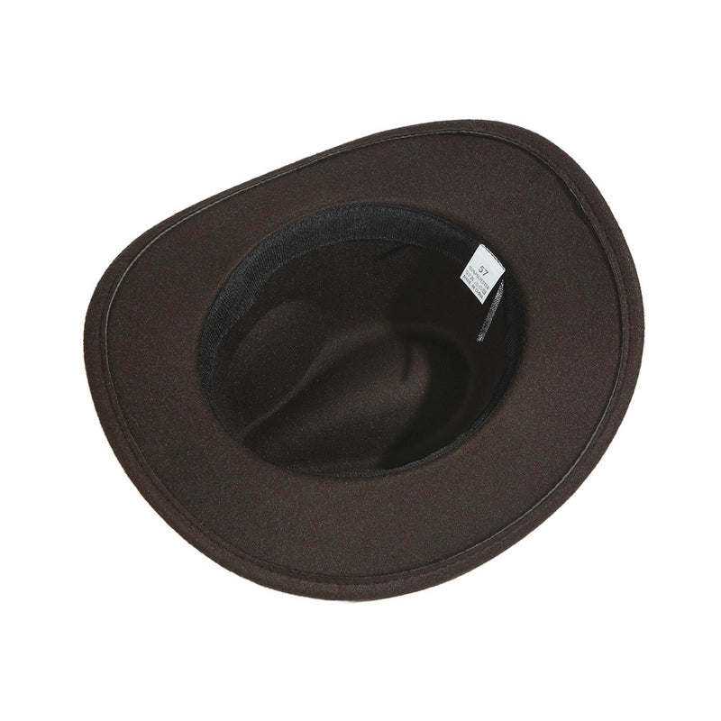 2 Pieces New Western Cowboy Hat Woolen Thin Belt Decorative Top Hat Big Brim Hat Minority Ethnic Style Jazz Hat