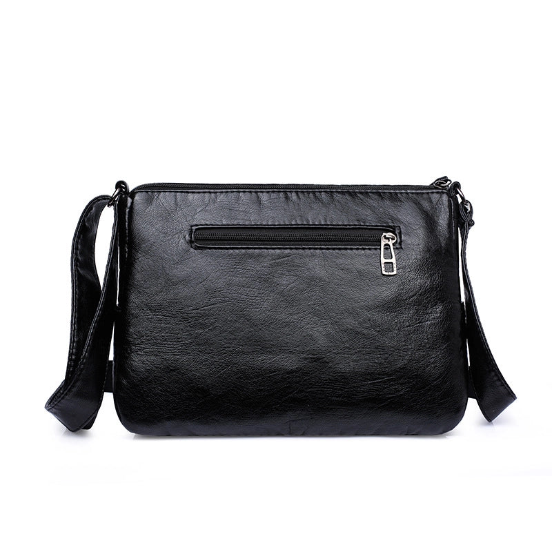Women's Large Pu Leather Solid Color Streetwear Square Zipper Shoulder Bag Crossbody Bag