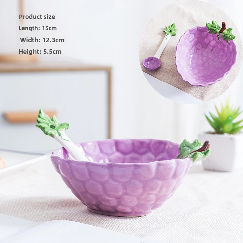 Creative Ceramic Bowl Fruit Bowl Vegetable Salad Bowl Children's Bowl Student Bowl Dessert Bowl Household Tableware