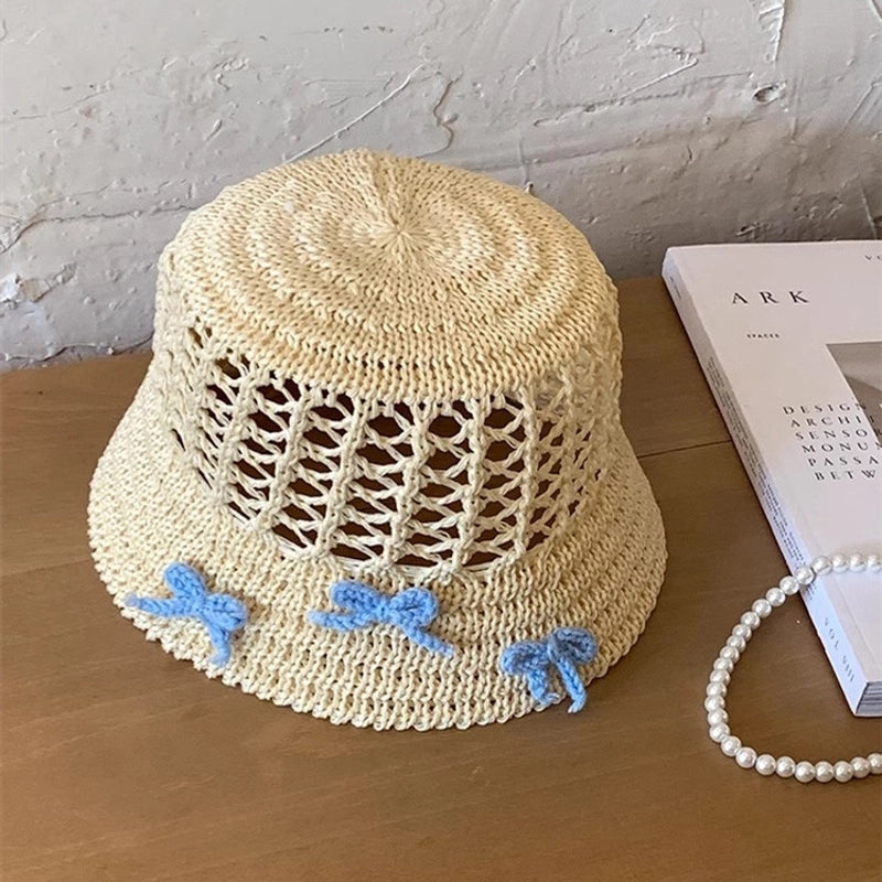 Women's Casual Bow Knot Wide Eaves Straw Hat