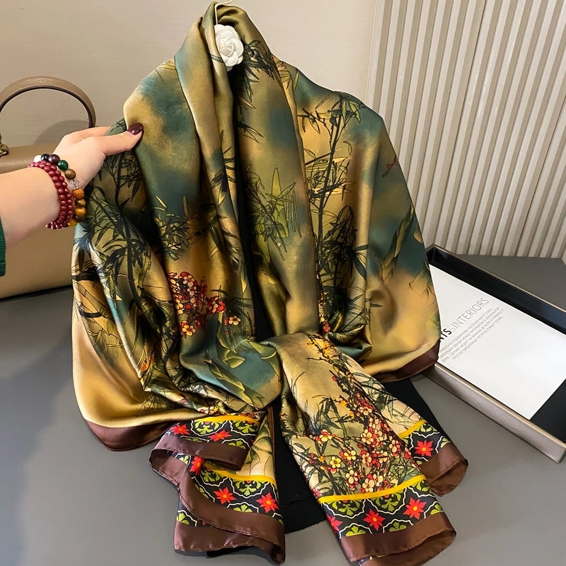 Women's Casual Elegant Minimalist Geometric Satin Silk Scarf