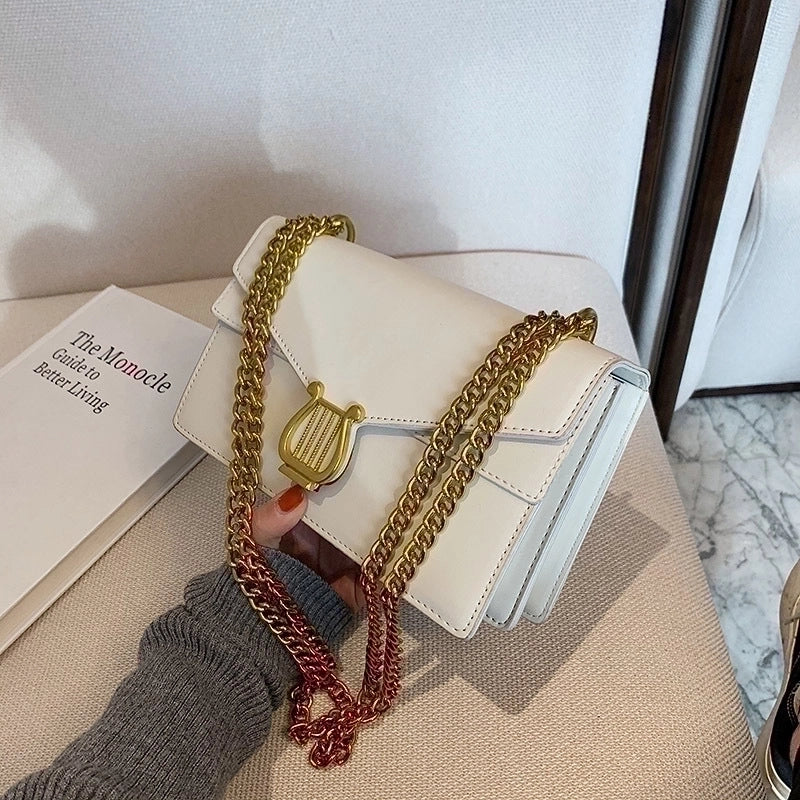 Women's Medium Pu Leather Musical Instrument Elegant Flip Cover Square Bag