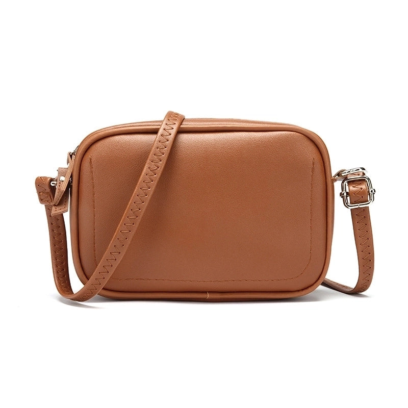 Women's Medium Pu Leather Solid Color Classic Style Oval Zipper Shoulder Bag