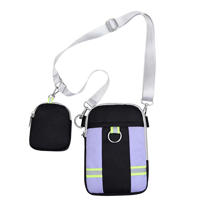 Women's Nylon Splicing Classic Style Square Zipper Phone Wallets
