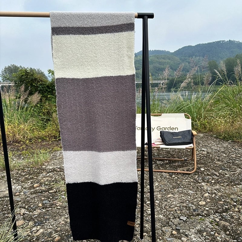 Autumn And Winter New Dopamine Contrast Color Rainbow Thickened Warm High-grade Scarf Long Minimalist Scarf